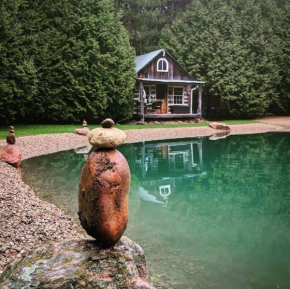 A rustic cabin in the woods